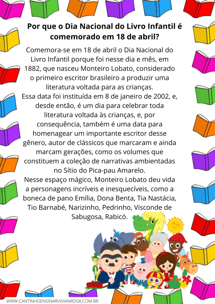 Dia Nacional do Livro Infantil Atividades para Baixar Grátis Cantinho Ensinar