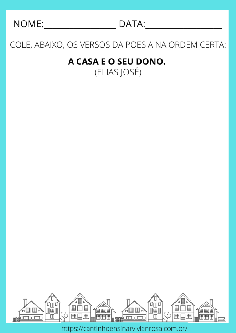 Sequência Didática A casa e o seu dono Elias José Cantinho Ensinar