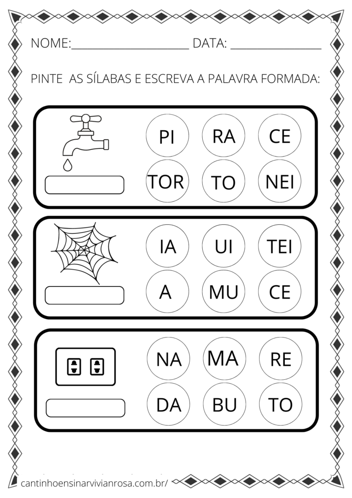 Atividades de Alfabetização das famílias silábicas - R, S, T, V, X, Z -  Cantinho Ensinar