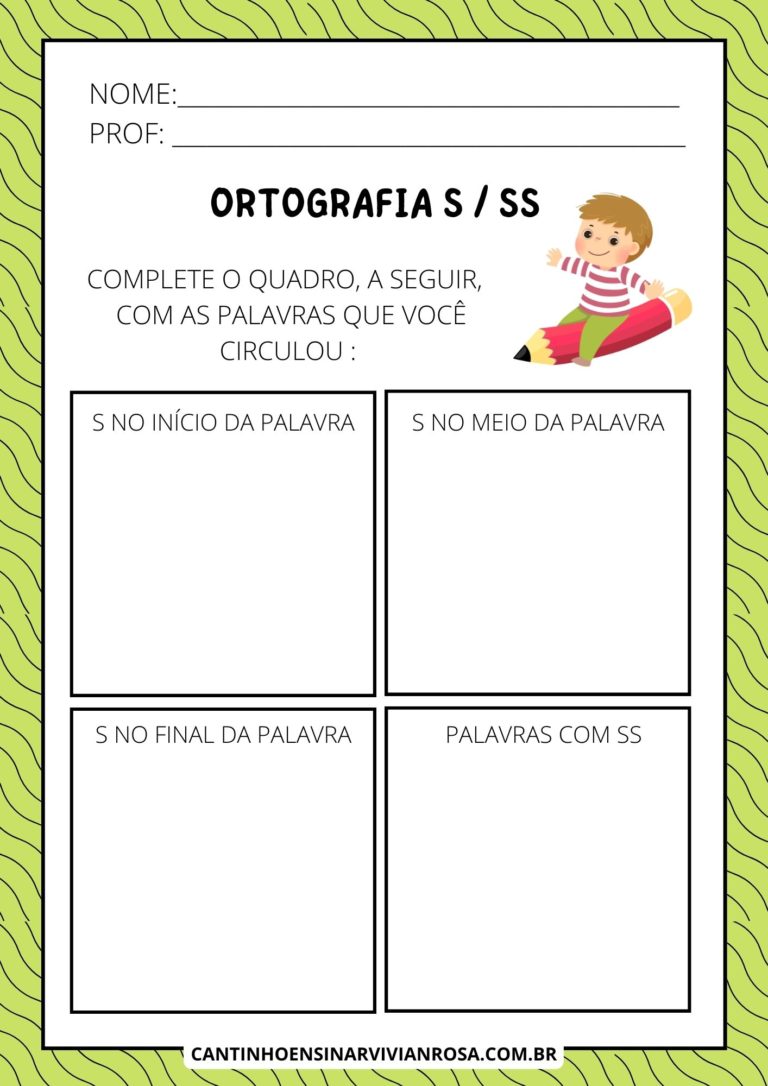 Atividades Ortográficas S e SS para Alfabetização Cantinho Ensinar