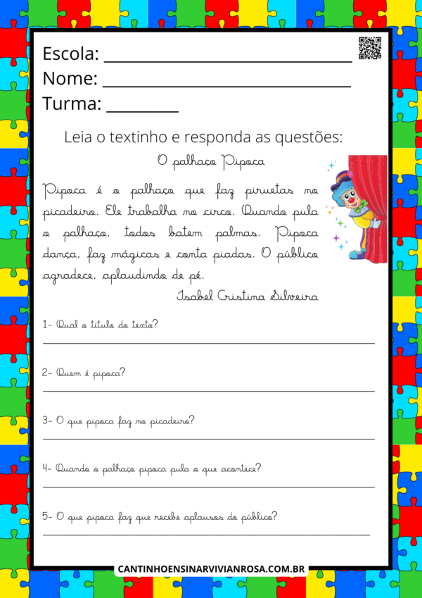 Apostila Leitura E Interpreta O De Textos Simples Cantinho Ensinar