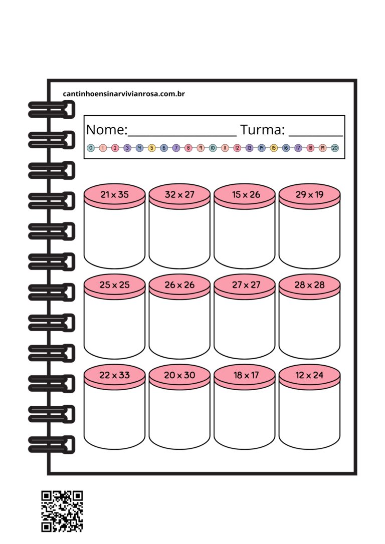 Caderno De Continhas Para Imprimir Das Quatro Opera Es Cantinho Ensinar