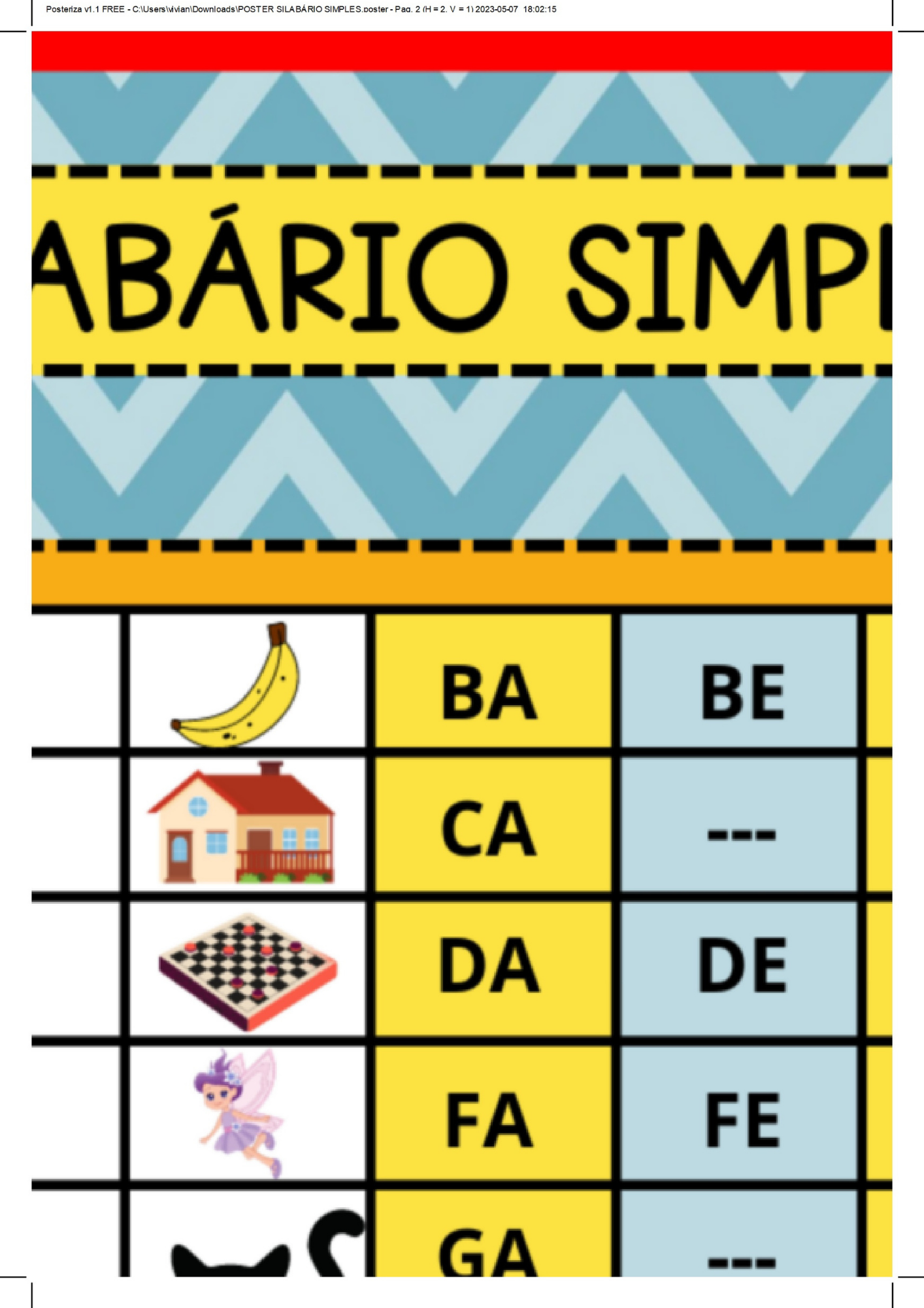 CARTAZ SILABÁRIO SIMPLES GRATUITO Cantinho Ensinar