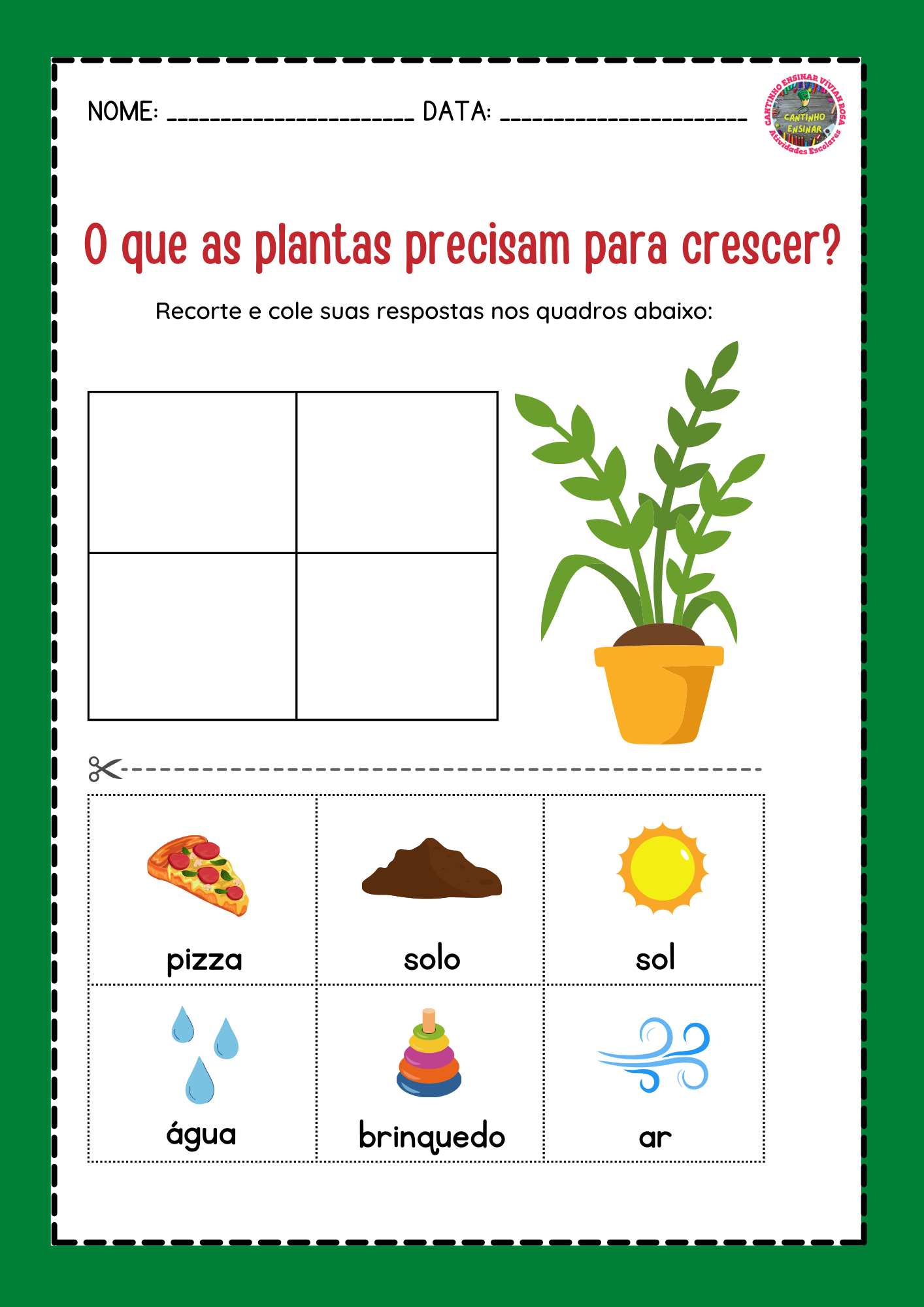 Atividades As Plantas Cantinho Ensinar