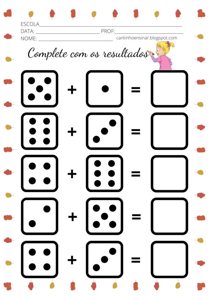 Matemática - ideia de juntar (adição) worksheet