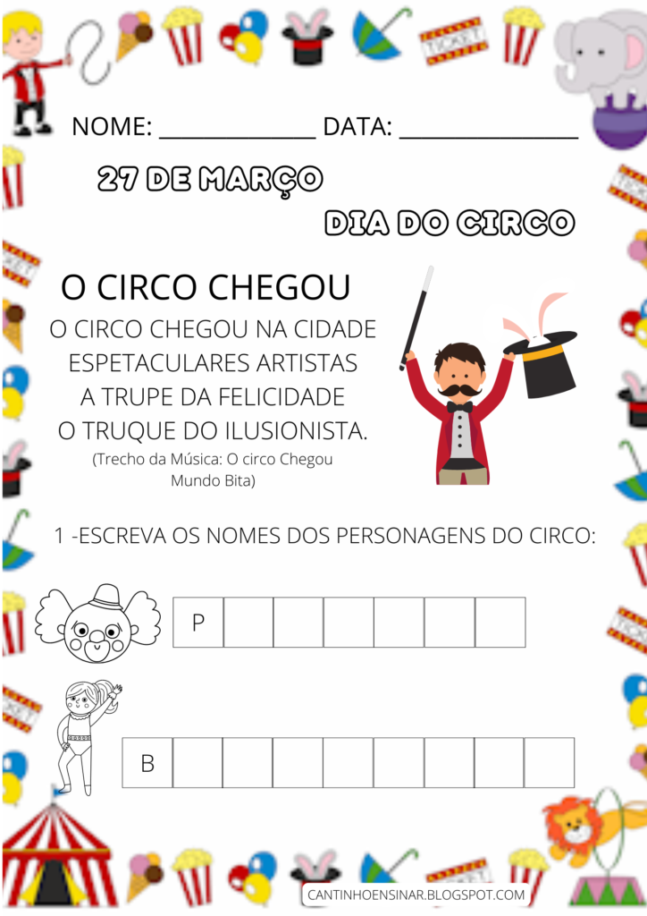 Atividades Para O Dia Do Circo — 27 De Março Cantinho Ensinar 7130