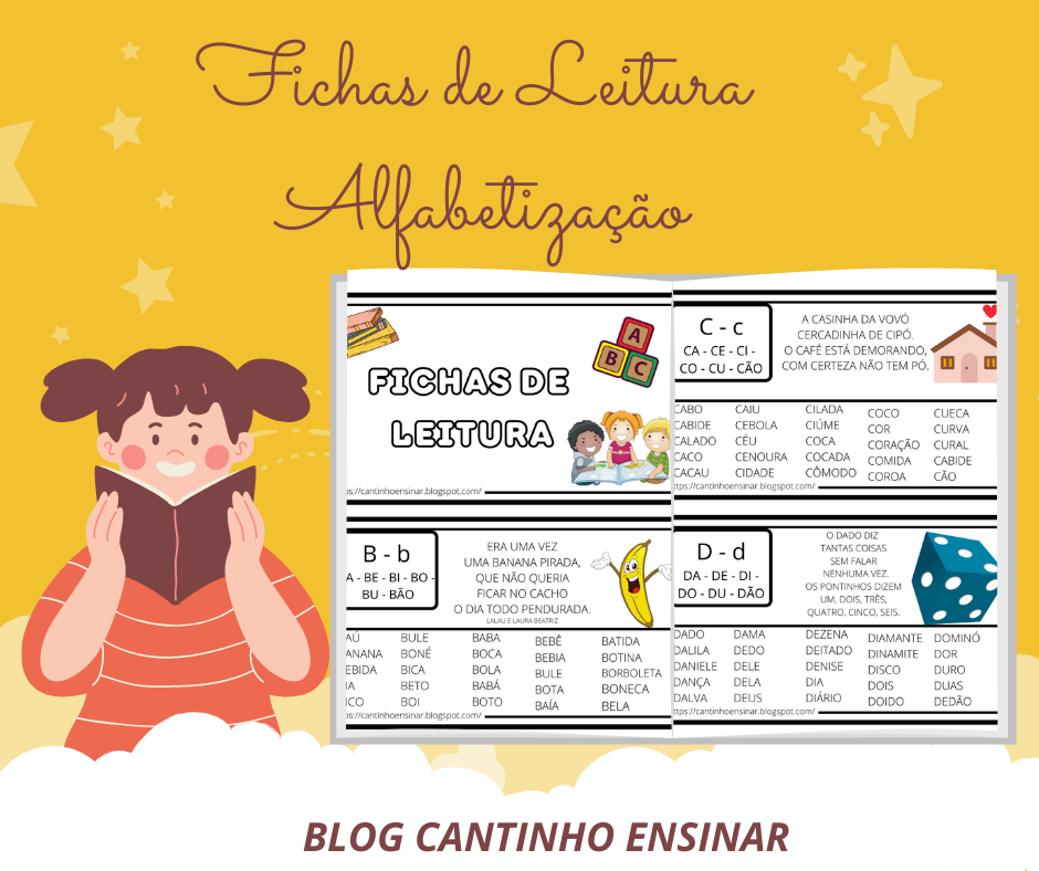 Fichas de leitura com sílabas simples - Para baixar e Imprimir