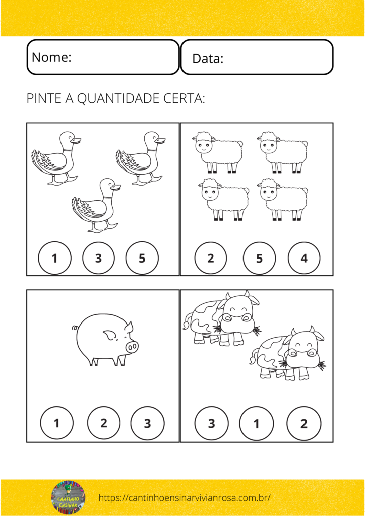 Atividades com os Números de 1 a 5 – Educação Infantil