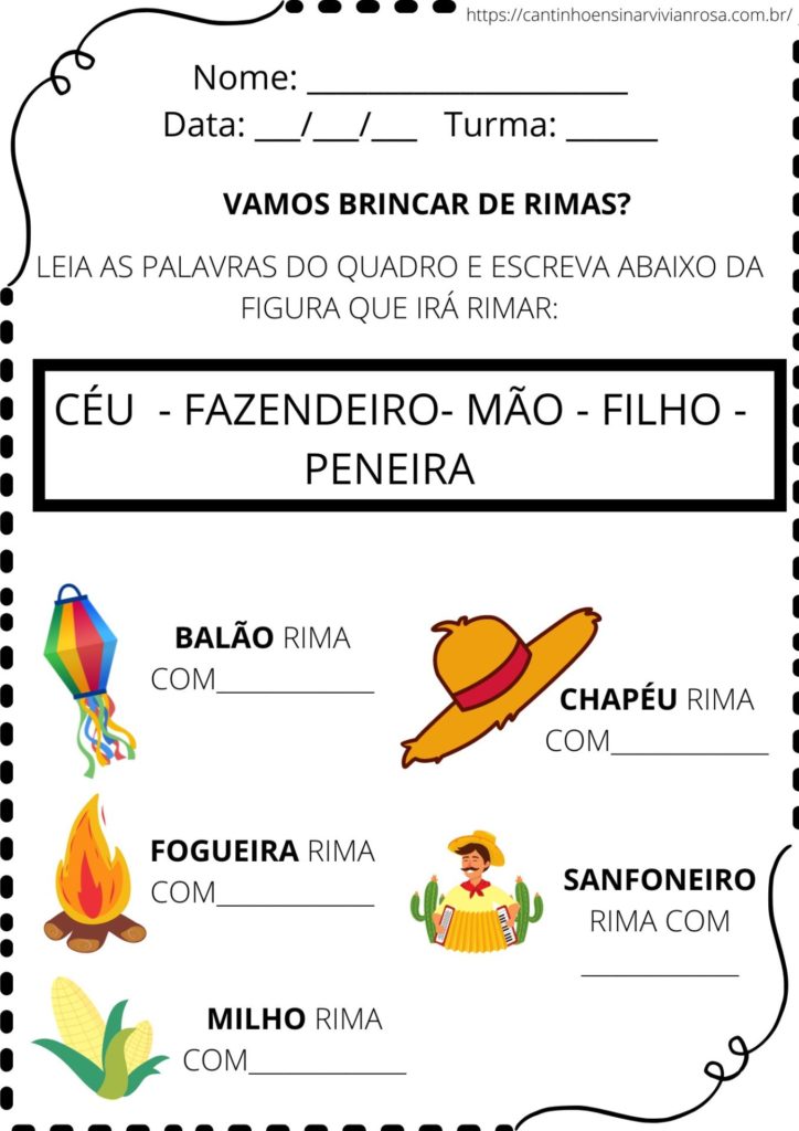 Jogo de alfabetização sílabas festas juninas parte 1