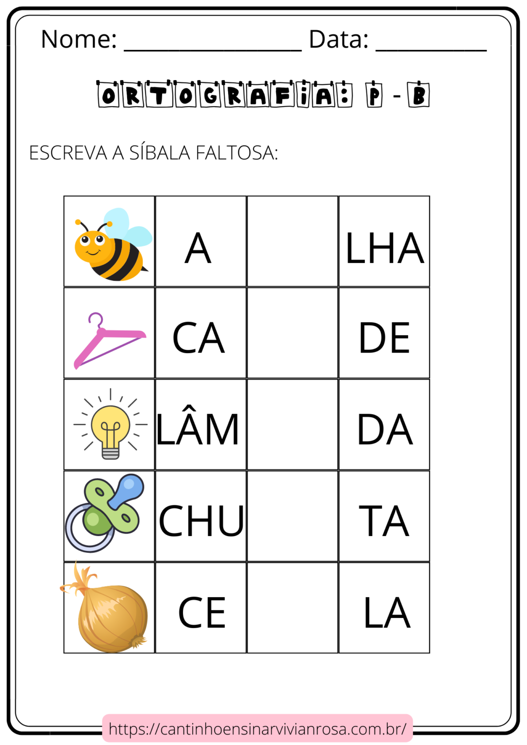 Atividades Ortográficas: P/B - Baixe Gratuitamente - Cantinho Ensinar