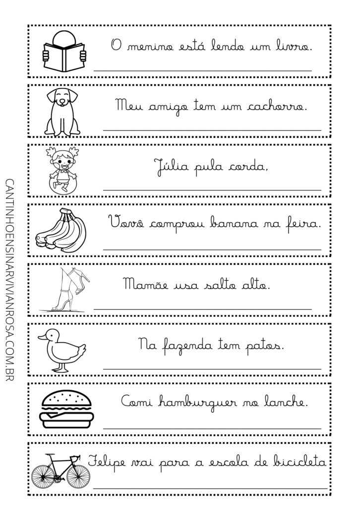 Atividades com Frases para alfabetização