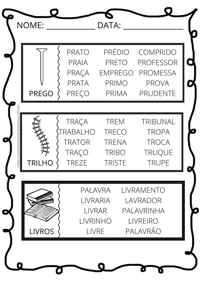 Trem Das Palavras - Atividades Ortográficas Br, Cr, Dr, Fr, Gr, Pr, Tr ...