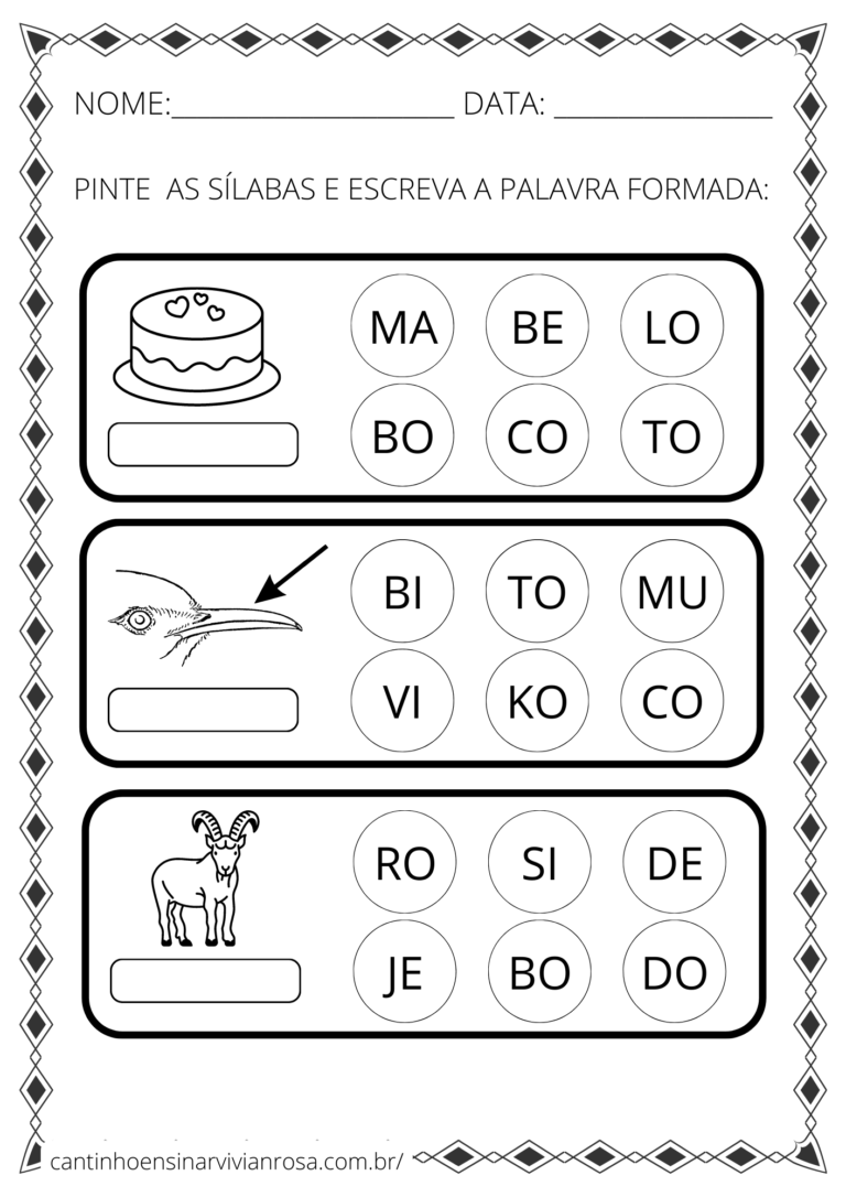 Atividades De Alfabetização: Famílias Silábicas B, C, D, F, G, H ...