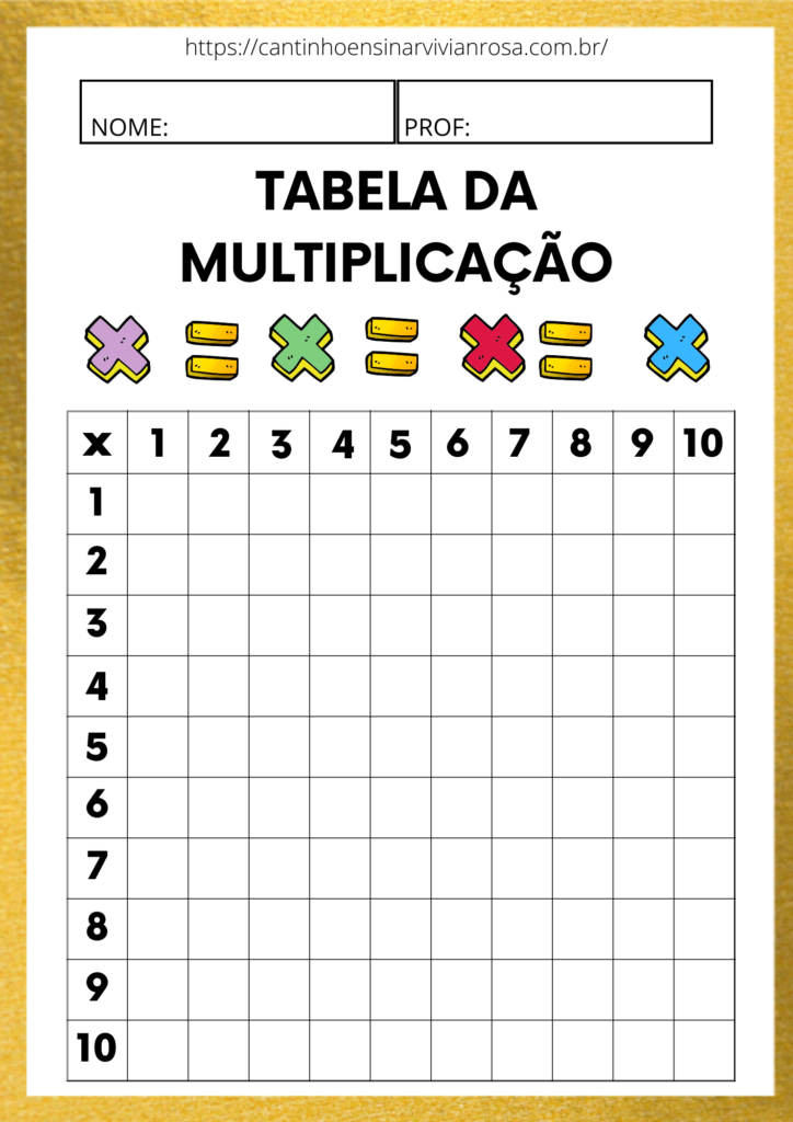 TABELA DE MULTIPLICAÇÃO PARA IMPRIMIR