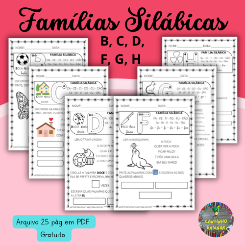 ATIVIDADE PRONTA - FAMÍLIA SILÁBICA X - A Arte de Ensinar e Aprender