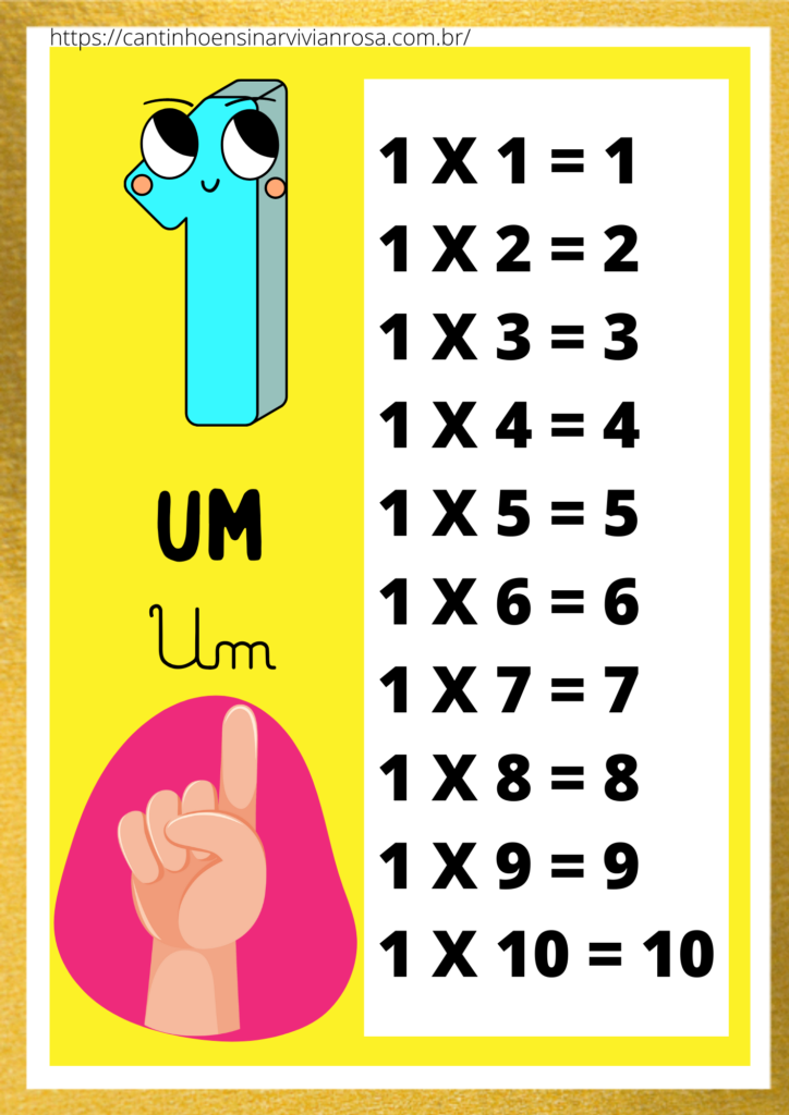 Tabuada de MULTIPLICAÇÃO para imprimir grande