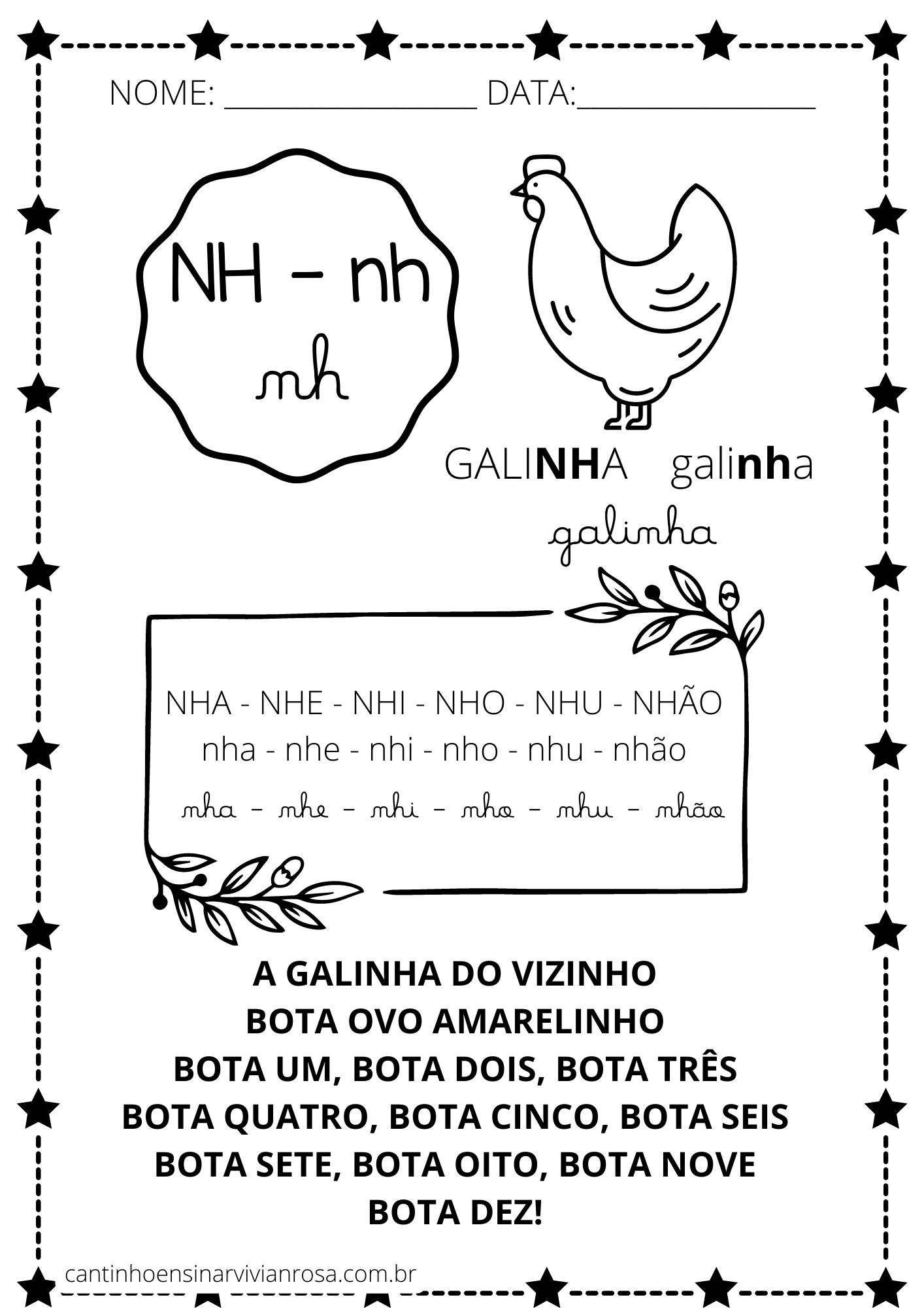 Atividades com NH - Sílabas Complexas para Alfabetização - Cantinho Ensinar