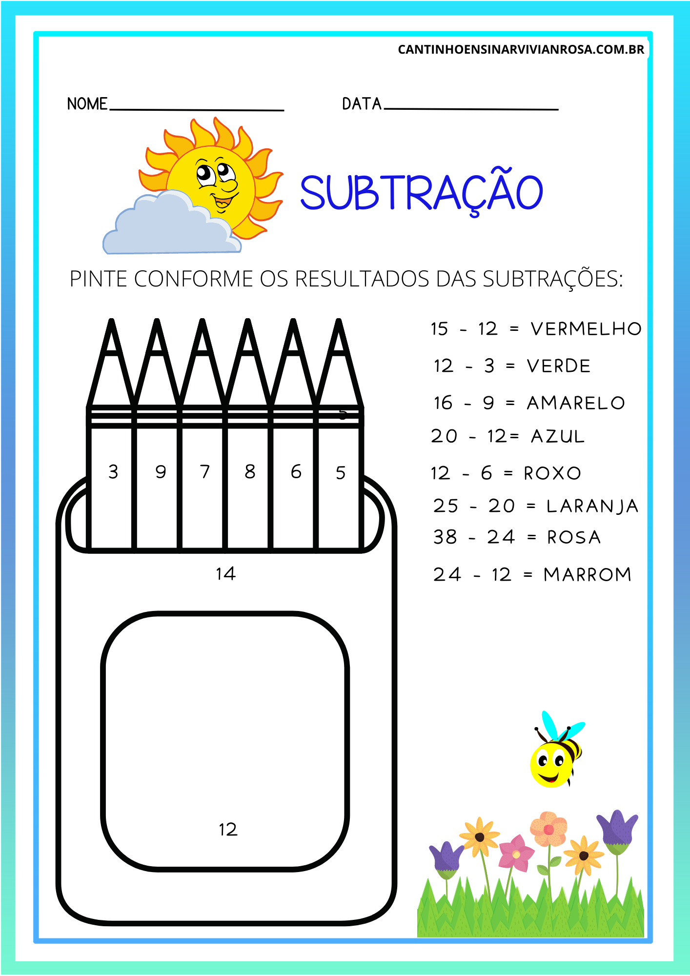 Atividade de Subtração Educação Infantil