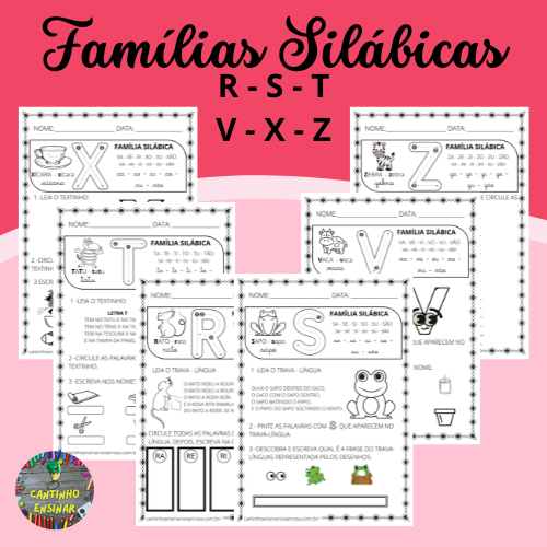 Atividades de Alfabetização das famílias silábicas - R, S, T, V, X, Z -  Cantinho Ensinar