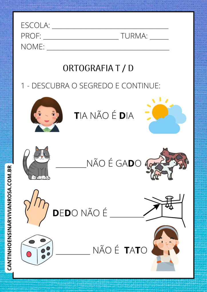 Atividades De Ortografia T E D Para Baixar Cantinho Ensinar