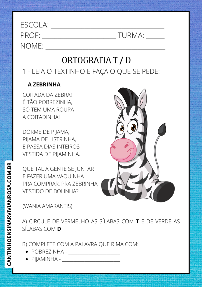 Atividades De Ortografia T E D Para Baixar Cantinho Ensinar