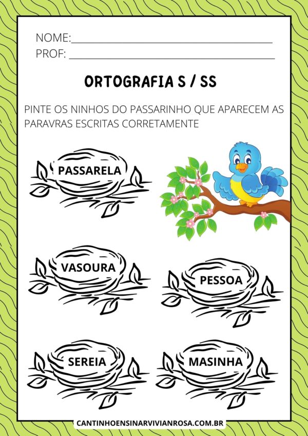 Atividades Ortográficas S e SS para Alfabetização