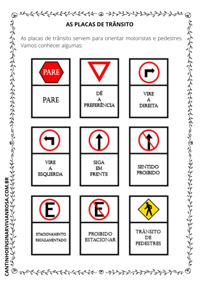 2º e 3º ano - Placas de Trânsito