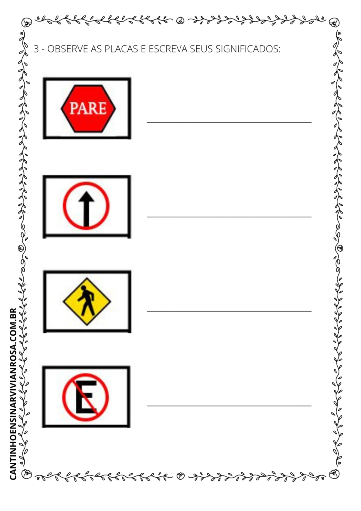 2º e 3º ano - Placas de Trânsito