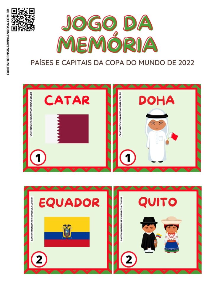 Jogo da memória da Copa do Mundo 2022