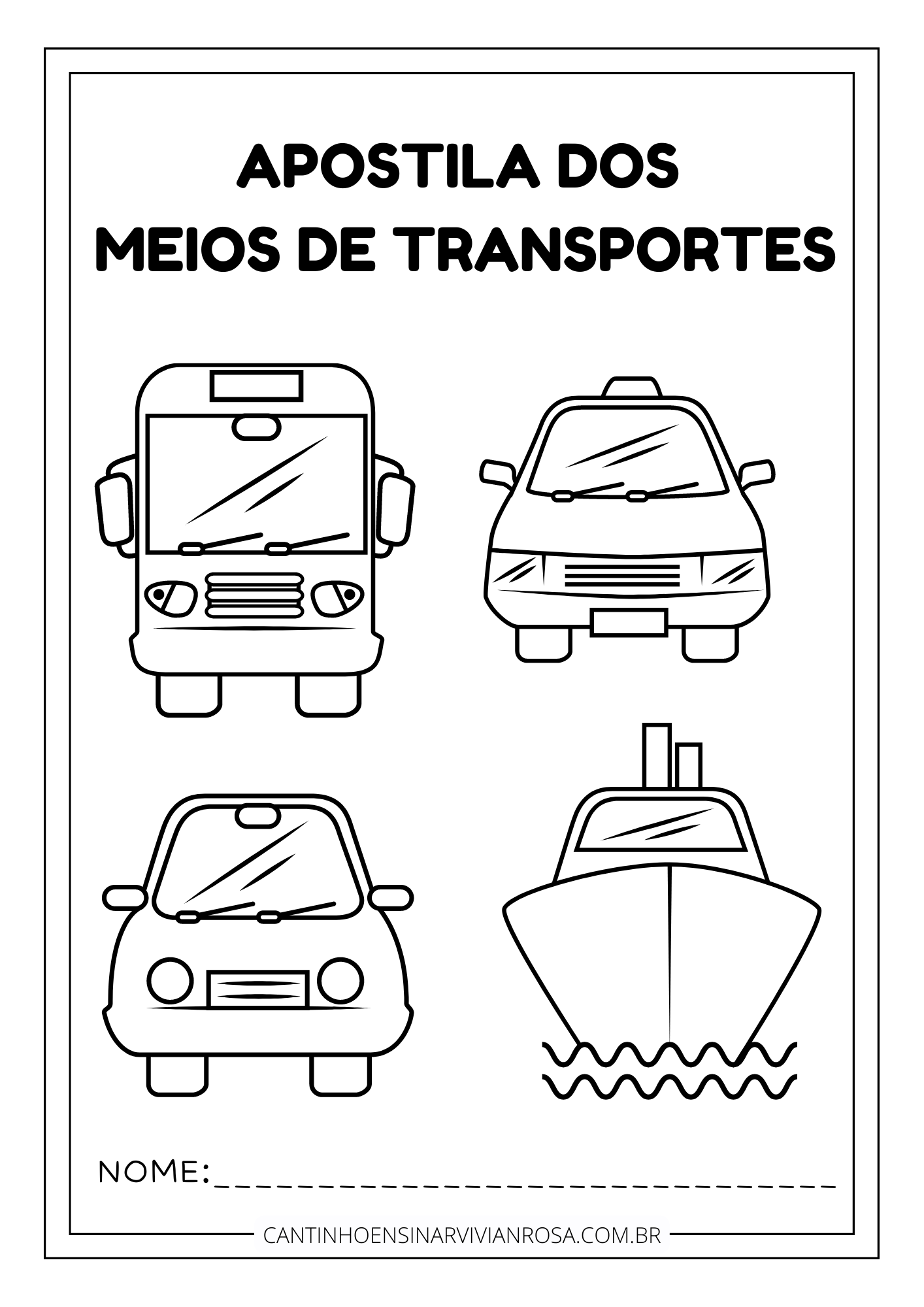 Atividades Meios De Transportes - Cantinho Ensinar