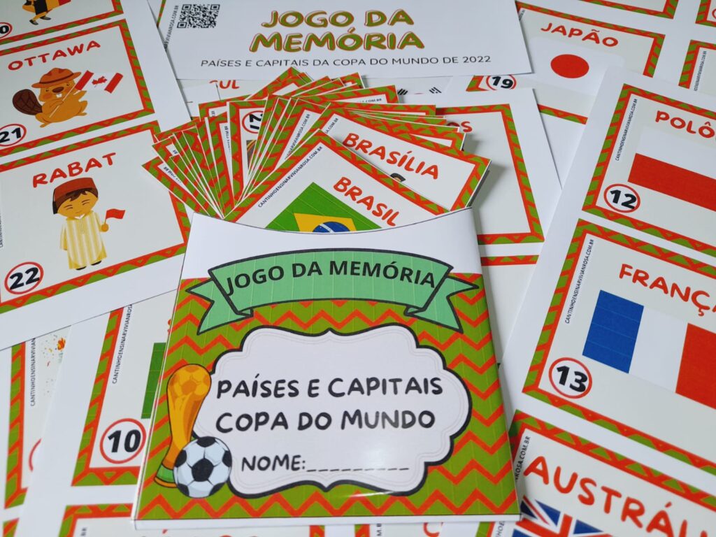 Jogo da Memória Países e Capitais da Copa do Mundo 2022 - Cantinho