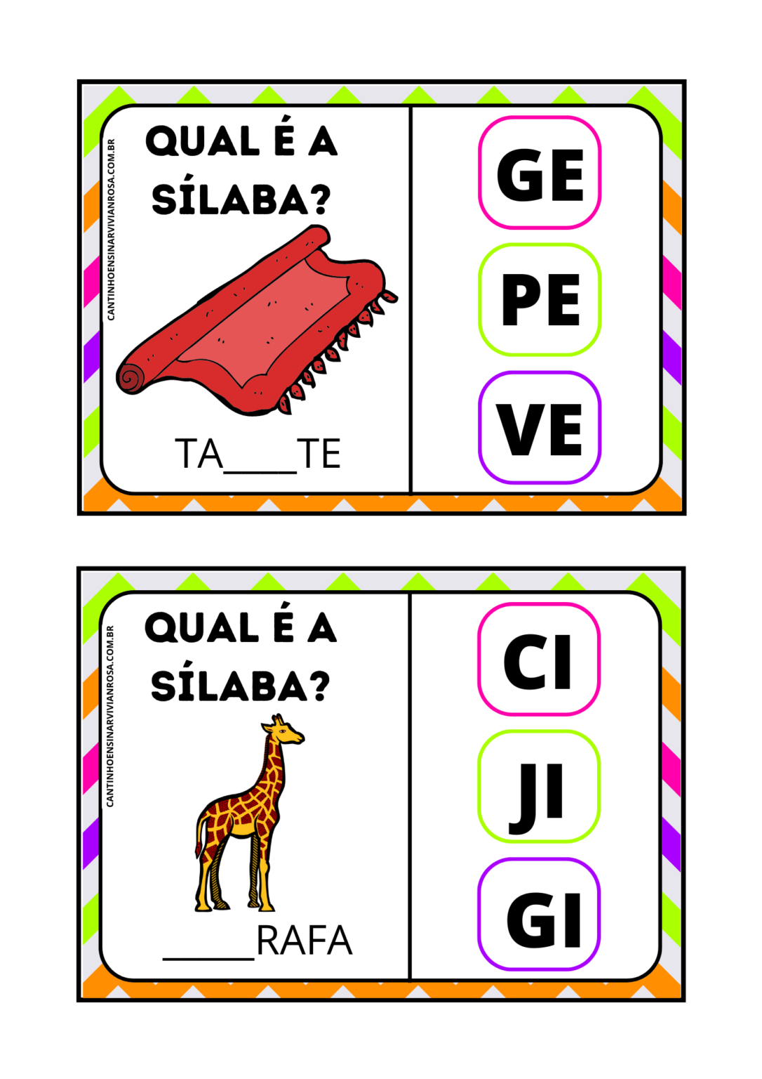 Atividade De AlfabetizaÇÃo Qual é A Sílaba Cantinho Ensinar