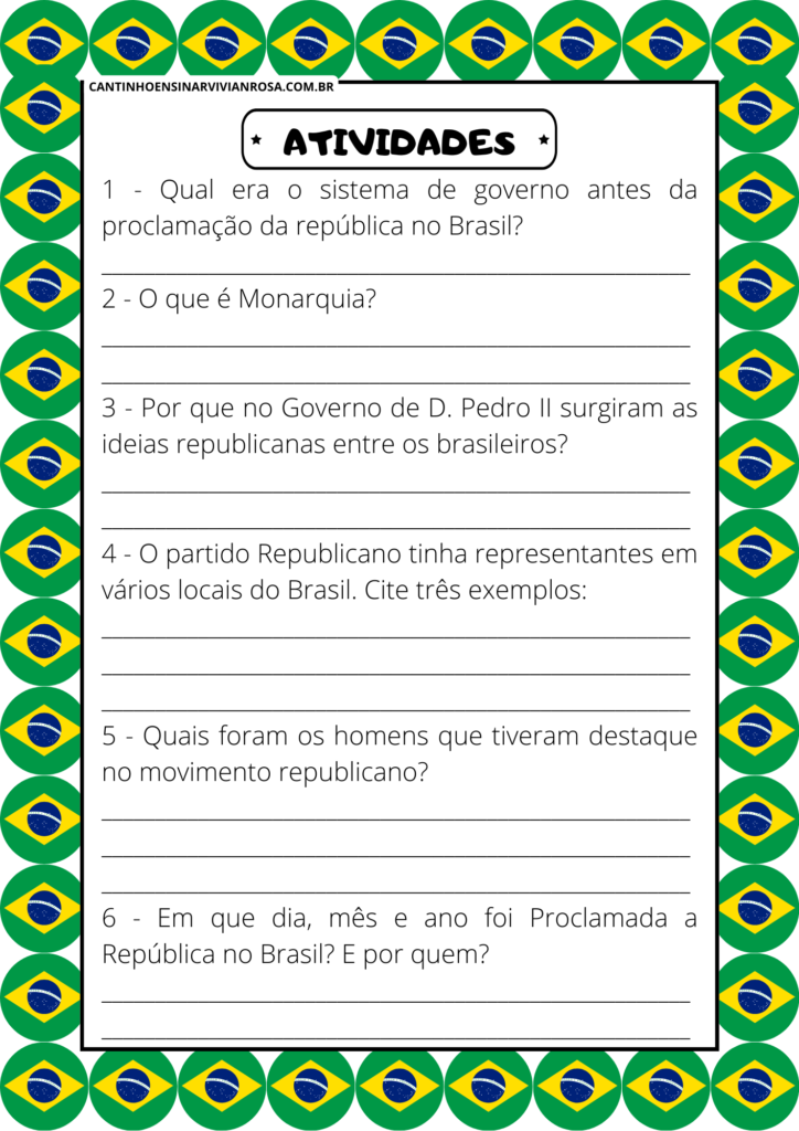 Atividades Proclamação da República e Dia da Bandeira - Cantinho Ensinar