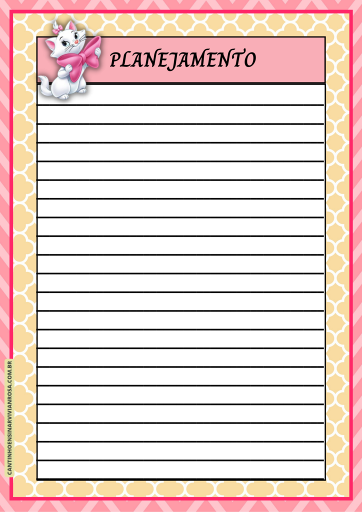 Caderno de Desenho Tema Gatinha Marie