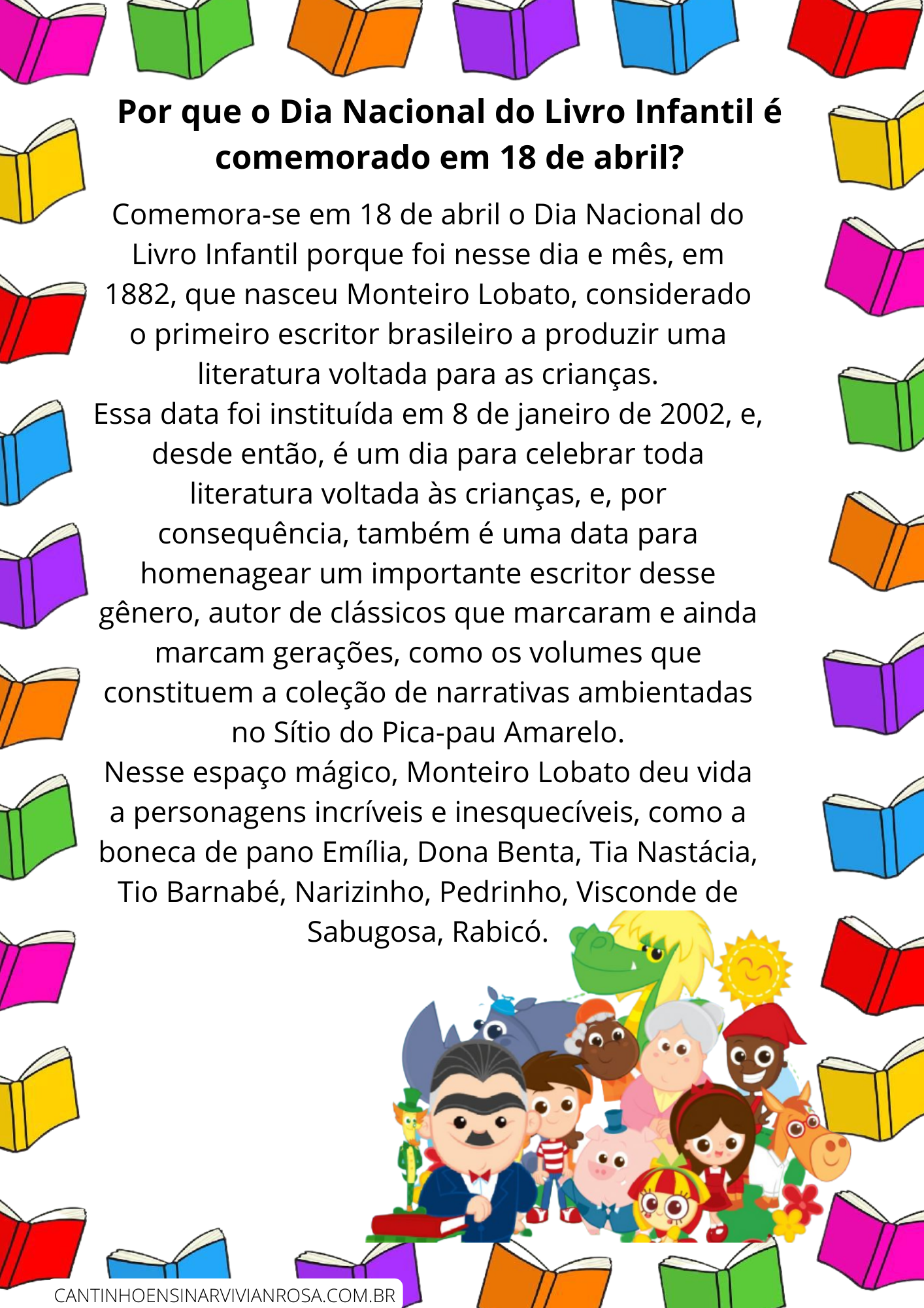 Dia Nacional Do Livro Infantil — Com Atividades Para Baixar Grátis Cantinho Ensinar 6285