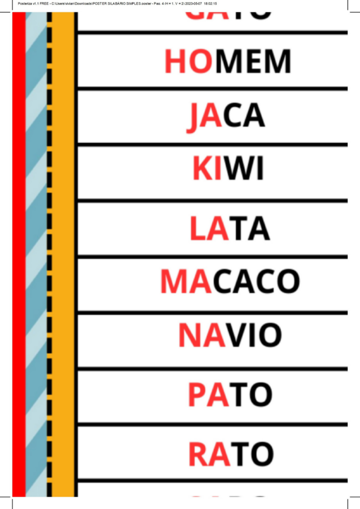 CARTAZ SILABÁRIO SIMPLES GRATUITO - Cantinho Ensinar